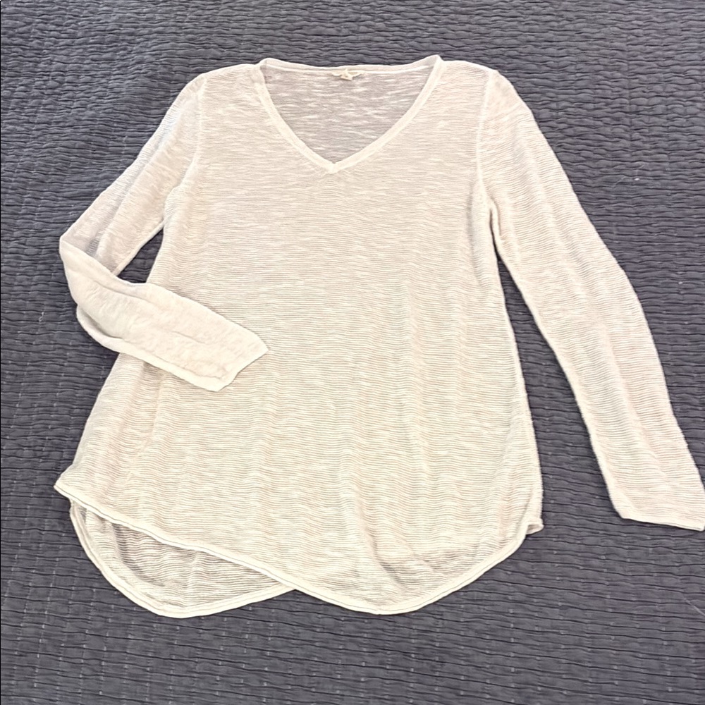Eileen Fisher White V-Neck Long Sleeve Top